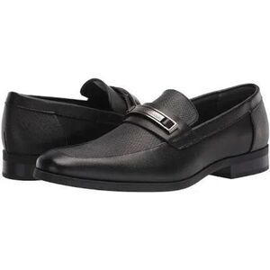 Calvin Klein Men's 11 Benning Faux Leather Dress Shoes Black Pointed Toe Slip On